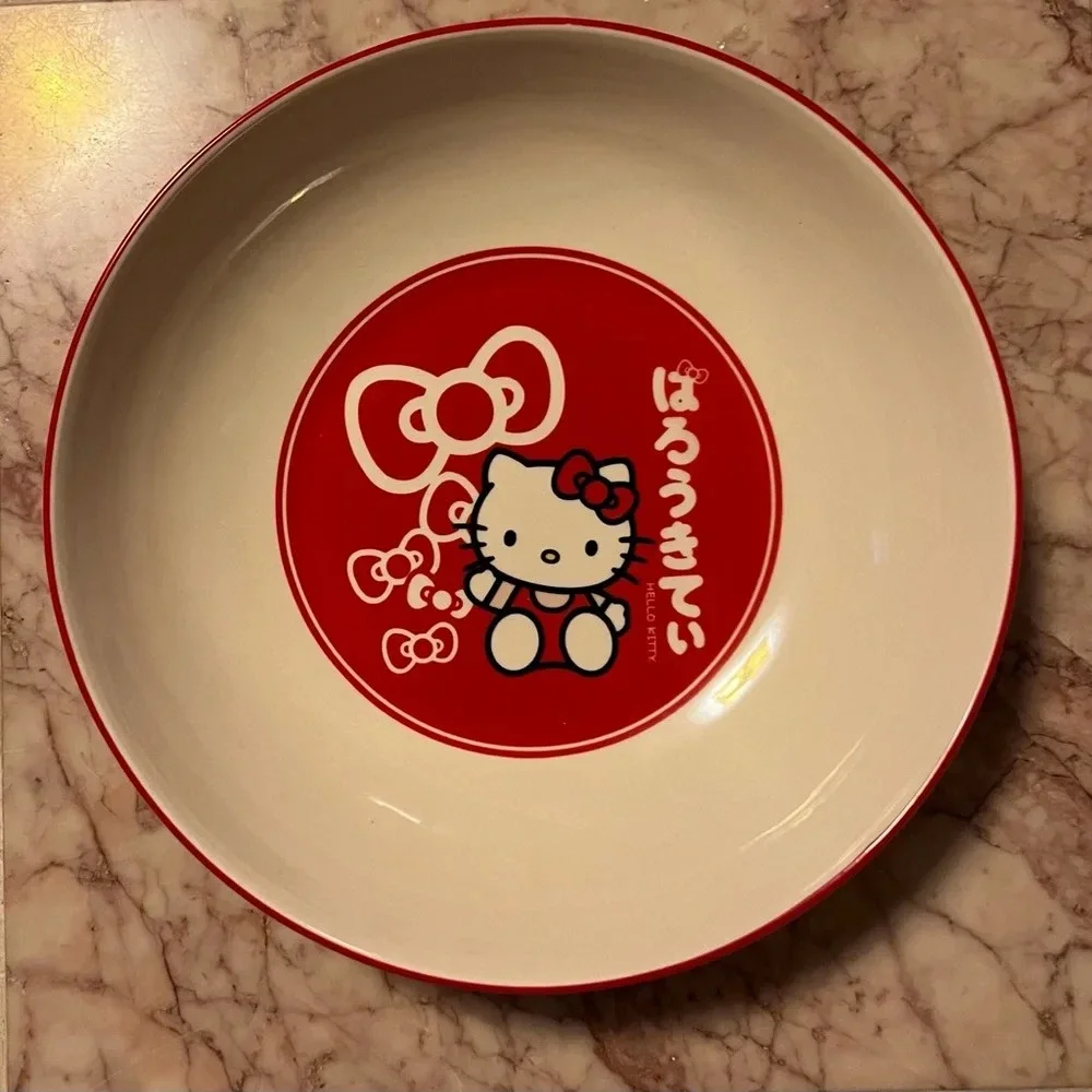 NEW Sanrio Set of 4 Hello Kitty Bow Japan 9" Wide Ceramic Bowls - Picture 5 of 5